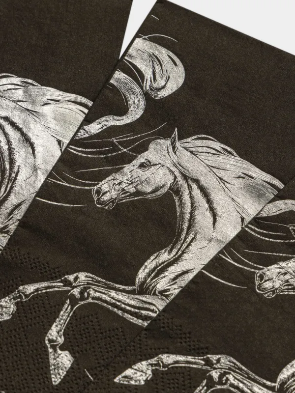 Салфетки бумажные, 33х33 см, 20 шт, Horse silver, image-3