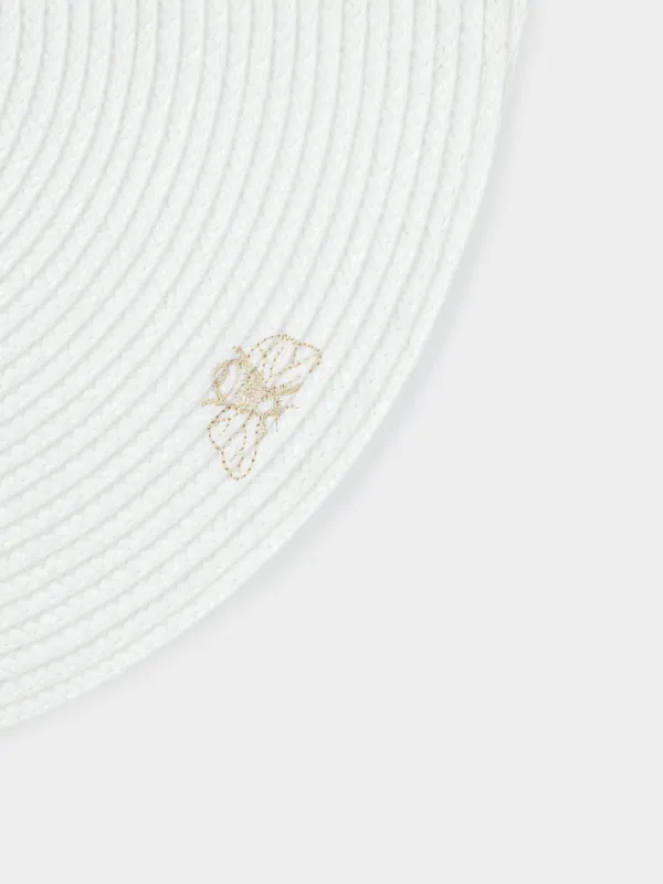 Салфетка под приборы, 38 см, полипропилен/ПЭТ, круглая, молочная, Цветы и пчелы, Circle embroidery, image-3