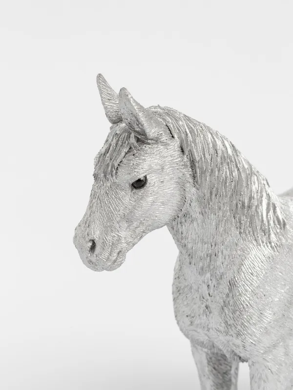 Статуэтка, 16х15 см, полирезин, серебристая, Лошадь, Horse silver, image-2