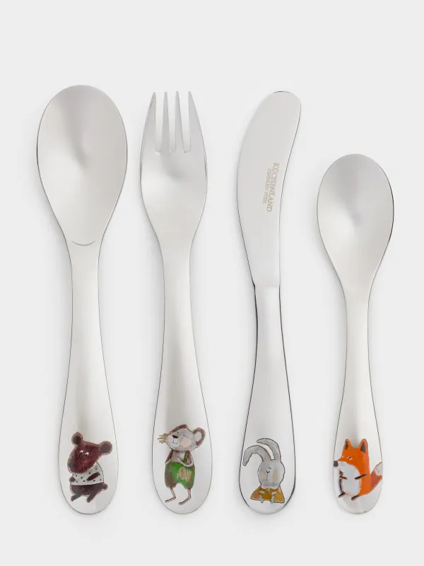 Ас құралдары, балаларға арналған, 1 адам, 4 зат, болат, Forest animals, Forest animals, image-3