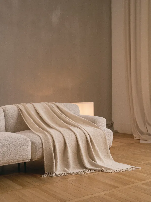 Плед, 130x170 см, с бахромой, хлопок/люрекс, бежевый, Зигзаги, Strike, image-5