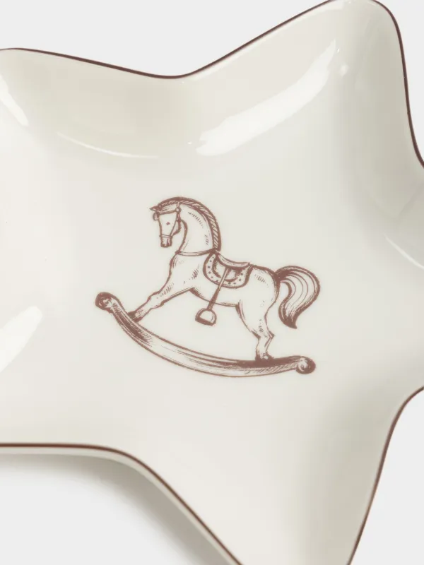 Ыдыс, 18 см, фарфор N, ақ және қою қызыл, Жұлдыз, Тербелетін ат, Christmas lace, image-4