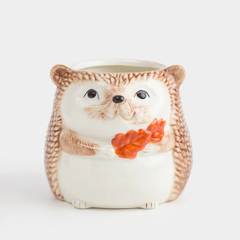 Подставка для кухонных принадлежностей, 13 см, керамика D, молочно-коричневая, Еж, Forest symphony