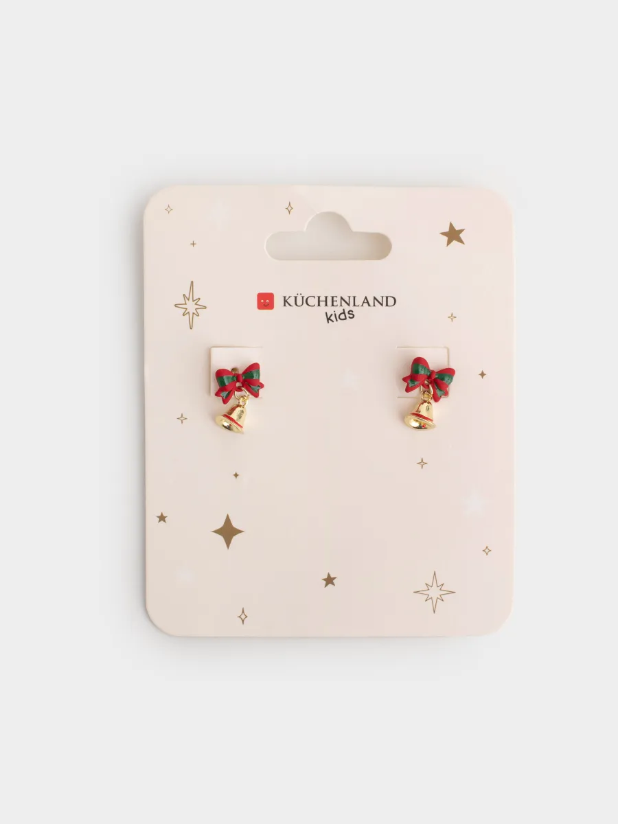 Серьги-пусеты, 2 см, детские, 2 шт, металл, золотистые, Колокольчики, Jewelry christmas, image-2