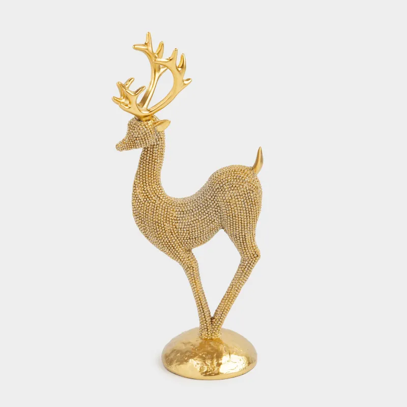 Мүсінше, 23 см, полирезин, алтын түстес, Бұғы, Deer sparks