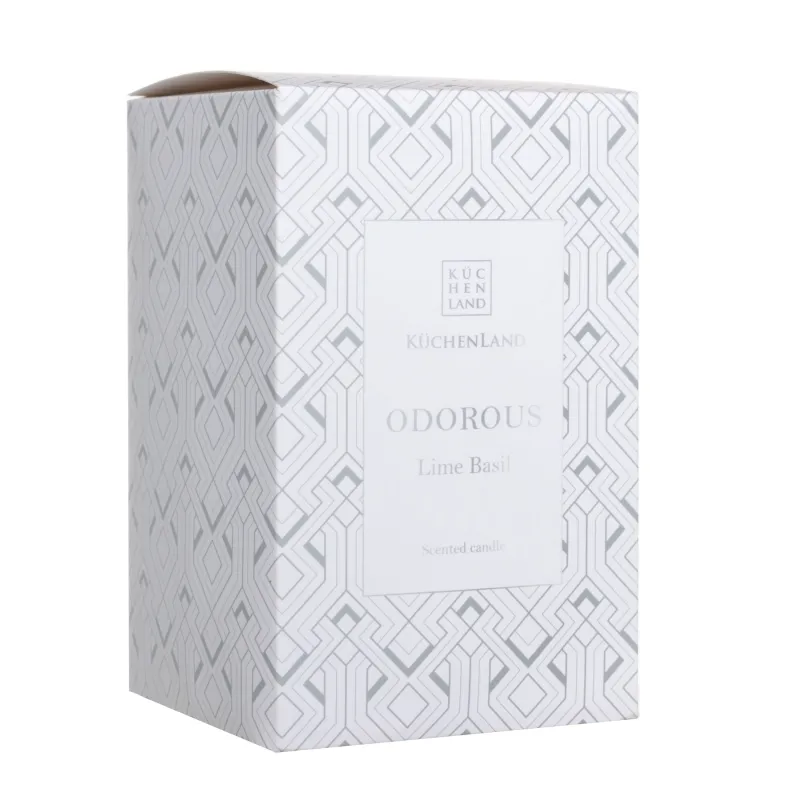 Хош иісті шам, 13 см, шам ұстағышта, қақпағы бар, шыны, Lime Basil, Odorous, image-2