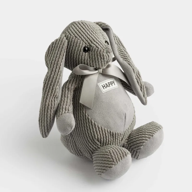 Ойыншық, 21 см, жұмсақ, полиэстер, сұр, Бантик таққан қоян, Rabbit, image-2