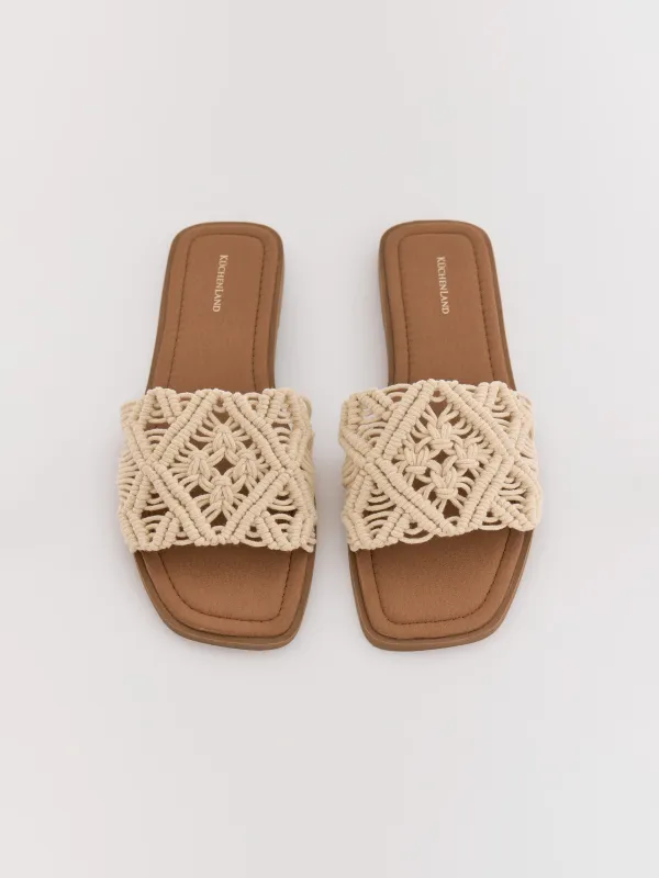 Әйелдер тәпішкелері, өлшемі 36-37, иірілген жіп/полиуретан, сүт түстес, Liadi, image-3