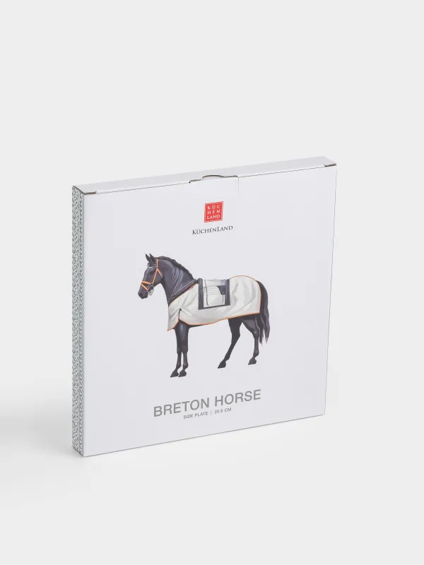 Тіскебасар тәрелкесі, 21 см, фарфор F, ақ және жасыл, күміс жиектері бар, Жылқы, Breton horse, image-6