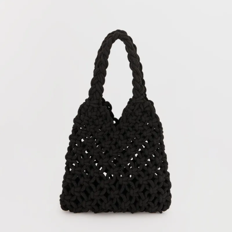 Сумка пляжная, 33х21 см, плетеная, хлопок, черная, Stintino