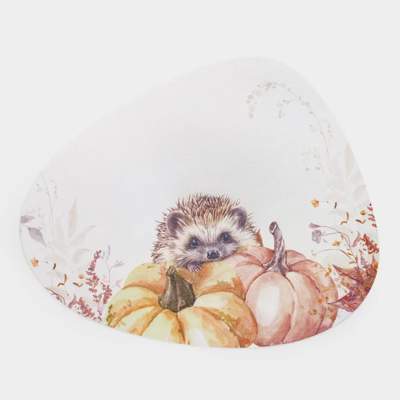 Аспаптарға арналған майлық, 37х45 см, ПВХ, бұйра, сүт түстес, Кірпі және асқабақ, Rock print