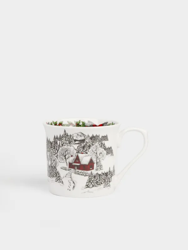 Кружка, 280 мл, фарфор N, белая, Дом в лесу, Forest house, image-0