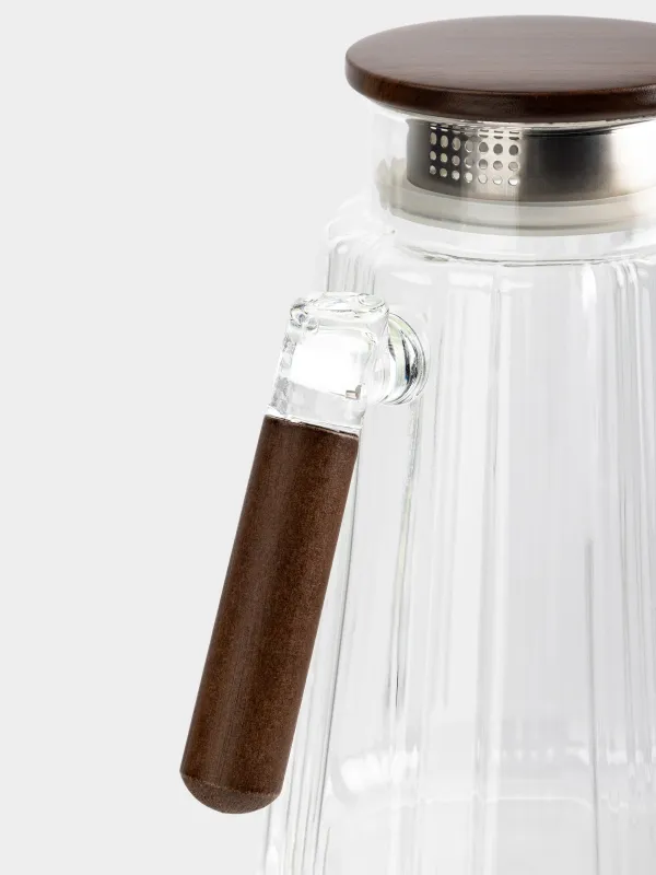 Кувшин, 2 л, с крышкой-фильтром, стекло Б/дерево, Walnut tree, image-2