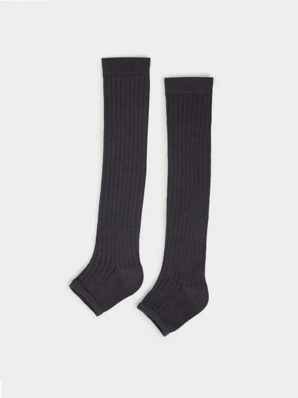 Гольфы женские, единый размер, хлопок/нейлон, с открытым носком, серые, Gaiter, image-3