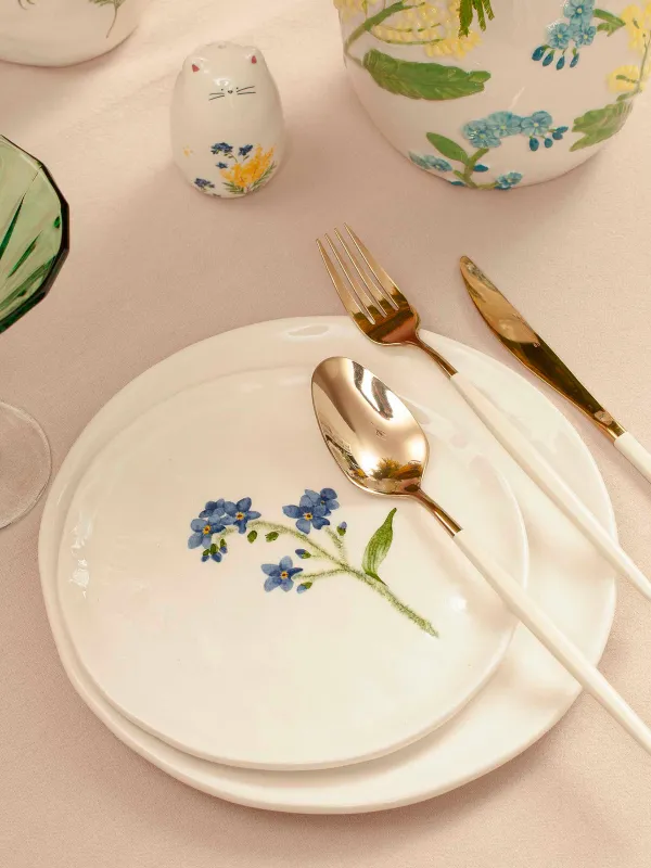 Тарелка закусочная, 19 см, керамика D, белая, Незабудка, Crumple flower, image-5