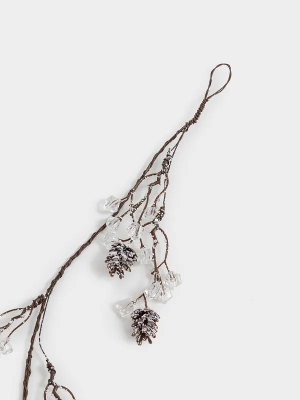 Сәндік бұтақ-гирлянд, 1,2 м, пластик/металл, Кристалдары бар шырша бүршіктері, Crystal sparkle, image-3