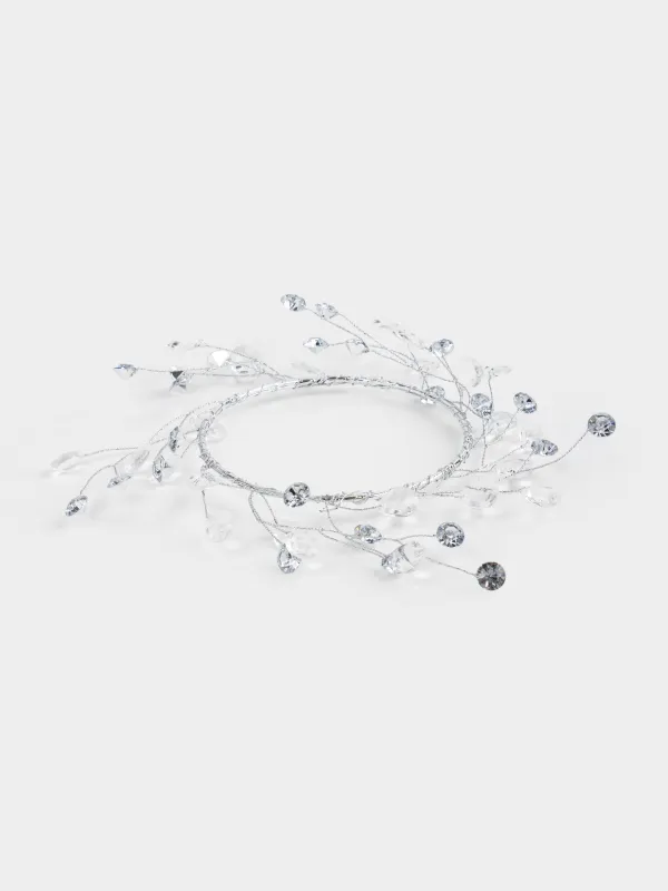 Шамға арналған гүл шоғы, 10/16 см, акрил/металл, күміс, Кристалдар, Crystal decor, image-1