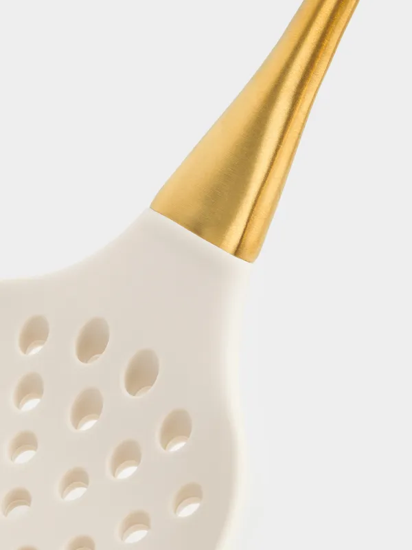 Шумовка, 36 см, силикон/сталь, молочно-золотистая, Pintino, image-3
