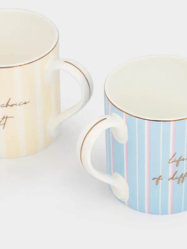 Саптыаяқ, 380 мл, 2 дана, фарфор F, ақ, алтын жиегі бар, Жолақтар, Geometry, image-3