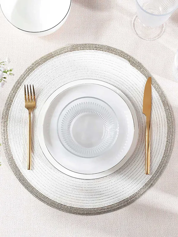 Аспаптарға арналған майлық, 38 см, полиэстер, дөңгелек, ақ, алтын жиек, Rotary rim, image-3