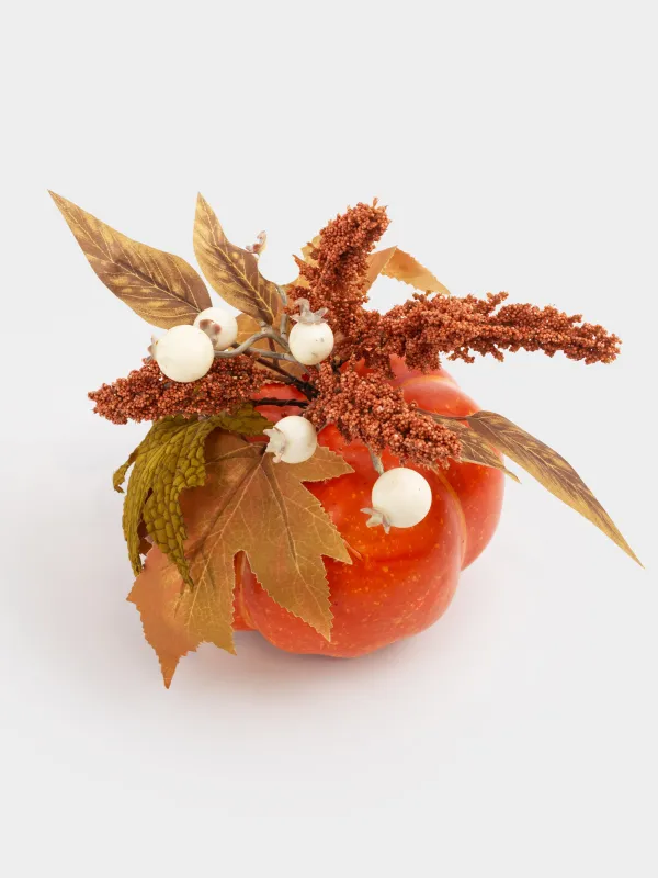 Сәндік композиция, 22 см, көбік/пластик, Асқабақтағы гүл шоғы, Forest symphony decor, image-2