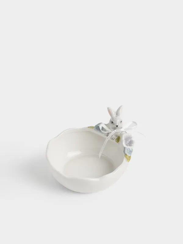 Кесе, 13х5 см, 300 мл, керамика, сүт түстес, Гүлдері бар қоян, Easter, image-2