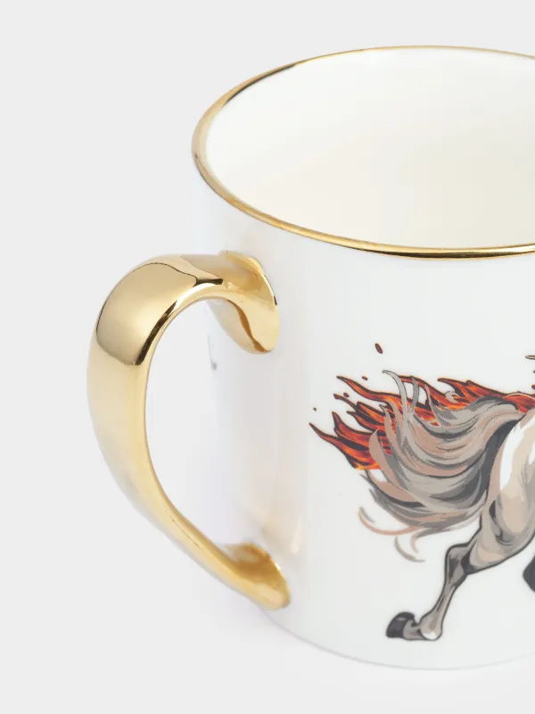 Саптыаяқ, 500 мл, фарфор N, ақ-алтын, Отты жылқы, Fiery horse, image-2