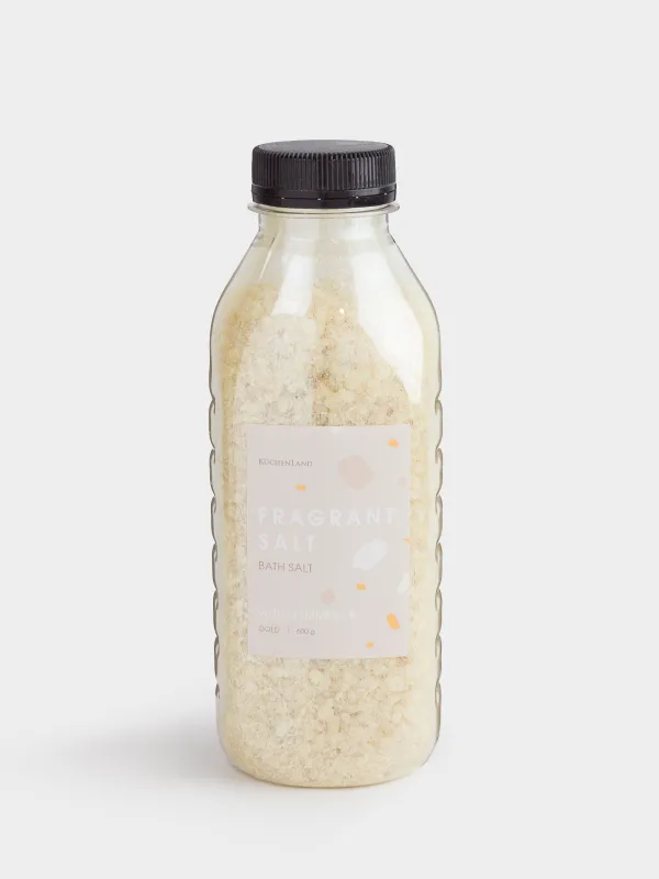 Ваннаға арналған тұз, 600 гр, жылтыры бар, қалпына келтіреді, алтын, Экзотикалық жемістер, Fragrant salt, image-0