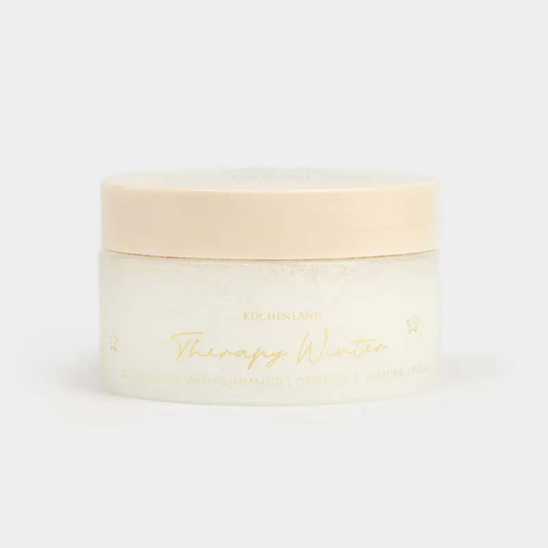 Скраб для тела, 300 г, увлажняющий, с шиммером, Апельсин/Жасмин, Серебристый, Therapy winter