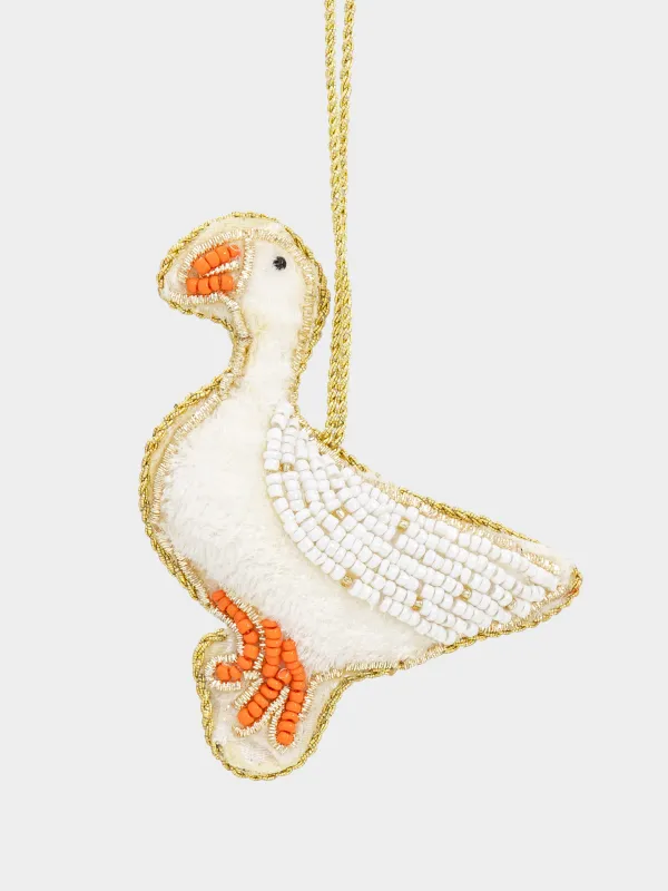 Шырша ойыншығы, 10 см, моншақ/полифилл, ақ-қызғылт сары, Қаз, Beads figure, image-0