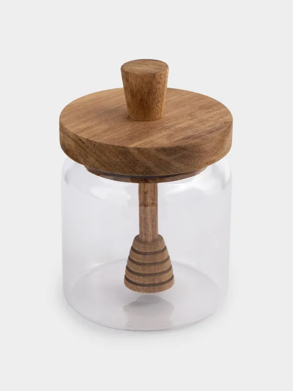 Балға арналған банкі, 400 мл, қасықпен, пайдаланылған шыны/ағаш, Noble tree, image-1