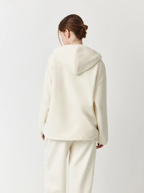 Әйелдер толстовкасы, өлшемі XS, сыдырмасы бар, капюшоны бар, полиэстер, сүт түстес, Milegros, image-5