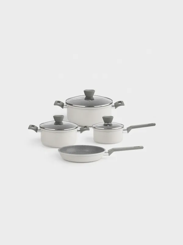 Ыдыс-аяқ жиынтығы, 4 PR, қапталған, алюминий, сарғылт қоңыр, дәмді, image-0