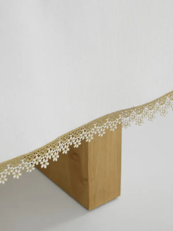 Скатерть, 160х160 см, полиэстер, белая, Цветочное кружево, Flower lace gold, image-8