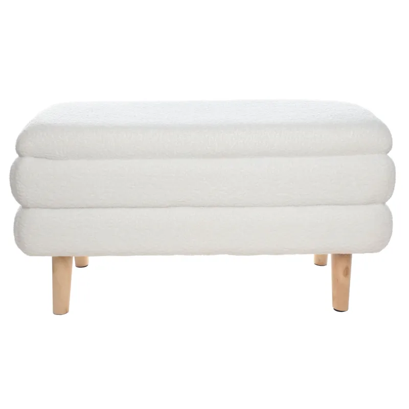 Банкетка, 82х41 см, букле/ағаш, сүт түстес, Букле, image-0