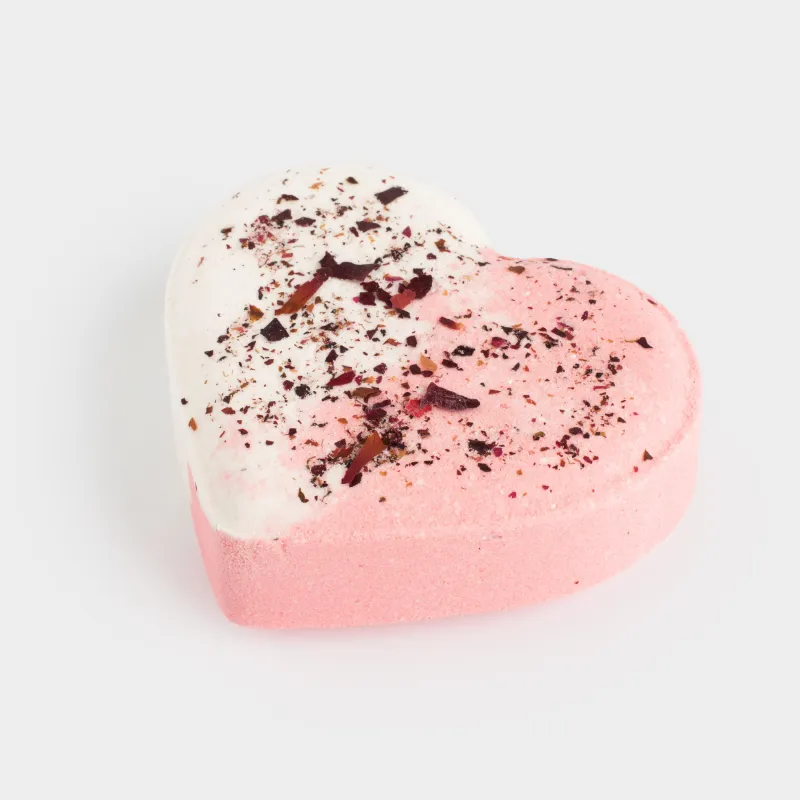 Ваннаға арналған бомба, 130 гр, сүт түстес қызғылт, Жемісті, Раушан, Жүрек, Body spa, image-1