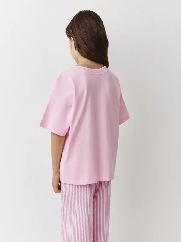 Балалар футболкасы, үйге арналған, 98 см, қыздарға арналған, мақта, қызғылт, Марғаулар, Celso, image-3