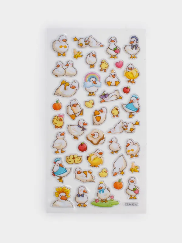 Жапсырмалар жинағы, 17х9 см, 41 дана, бір реттік, ПВХ, Үйректер, Duck yellow, image-0