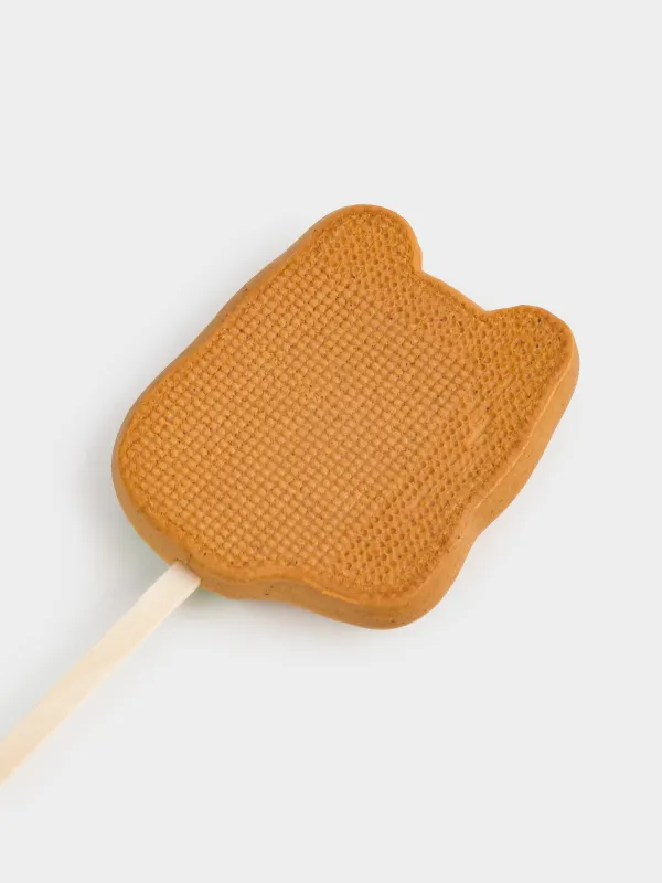 Пряник, 40 гр, глазированный, имбирный, на палочке, оранжево-зеленый, Белочка в шарфе, Prani, image-2