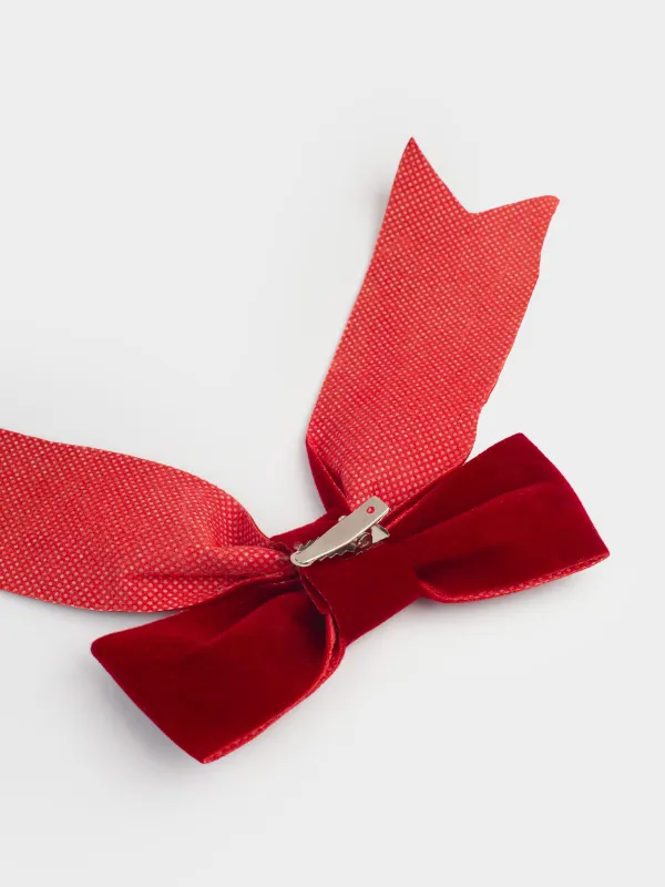 Украшение декоративное, 15х18 см, на клипсе, полиэстер, бордовое, Бант, Bow velvet, image-3