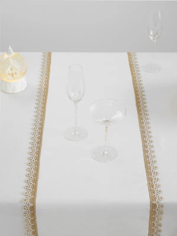 Дорожка настольная, 40х160 см, Цветочное кружево, Flower lace gold, image-8