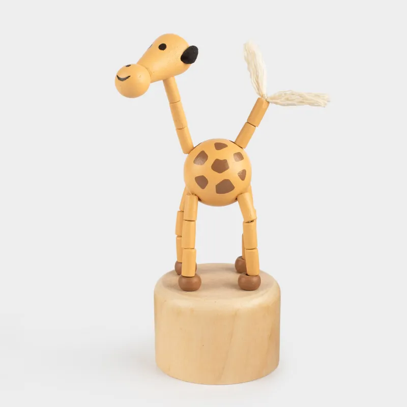 Ойыншық, 13х5 см, тартқыш жібі бар ойыншық, ағаш, сары, Жираф, Jungle