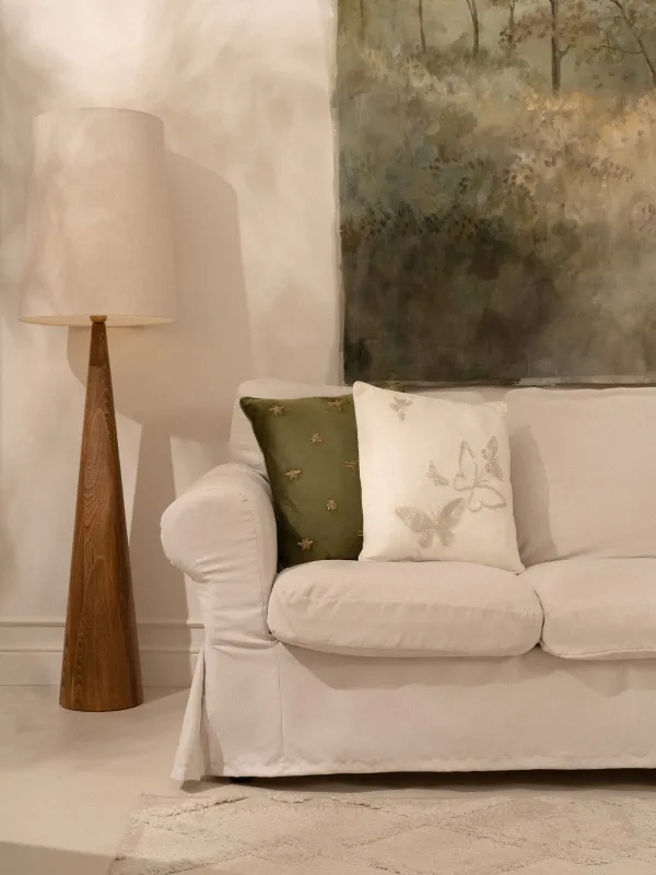 Подушка декоративная, 45х45 см, вельвет/бисер, молочная, Бабочки, Bugs, image-7