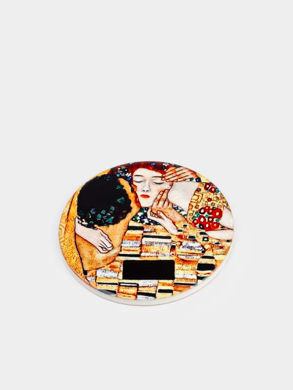 Шыныаяқ түпқоймасы, 11 см, керамика/тығын, дөңгелек, Климт, Сүйісу, Art сүйісу, image-1