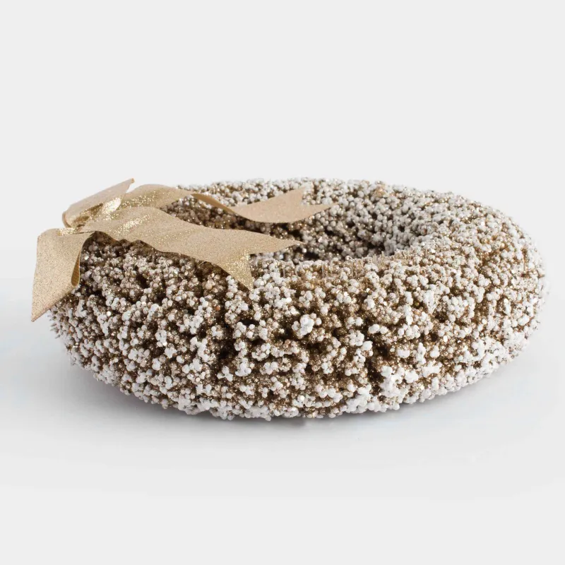 Сәндік гүл шоғы, 30 см, пластик/металл, шампан, Бұтақтардағы аяз, Frosty sparks, image-2