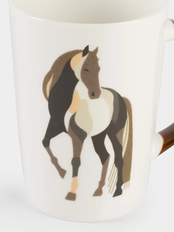 Саптыаяқ, 420 мл, фарфор N, ақ-қоңыр, Жылқы, Horse art, image-2