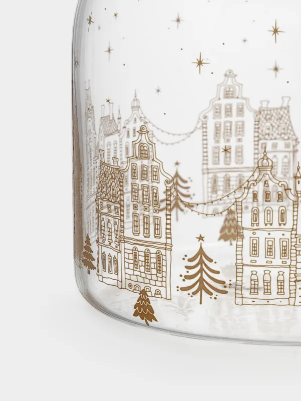 Банка для сыпучих продуктов, 950 мл, Золотистые домики, Snow sparks, image-3