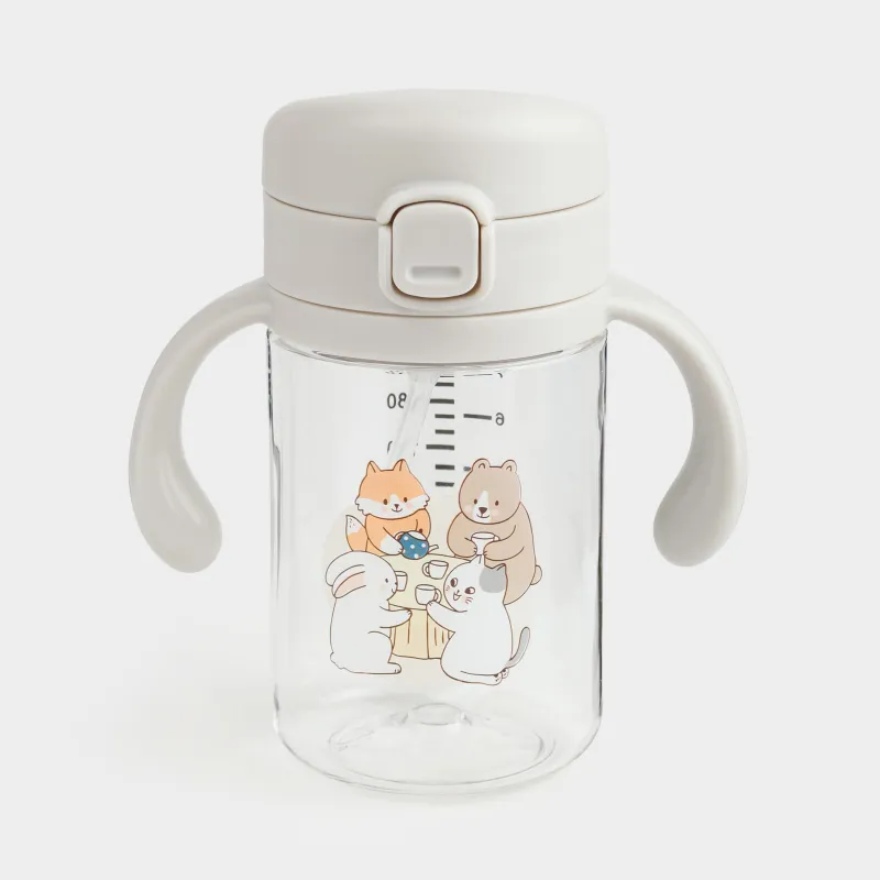 Бутылка-поильник, детская, 240 мл, тритан, серая, Зверята, Kiddy