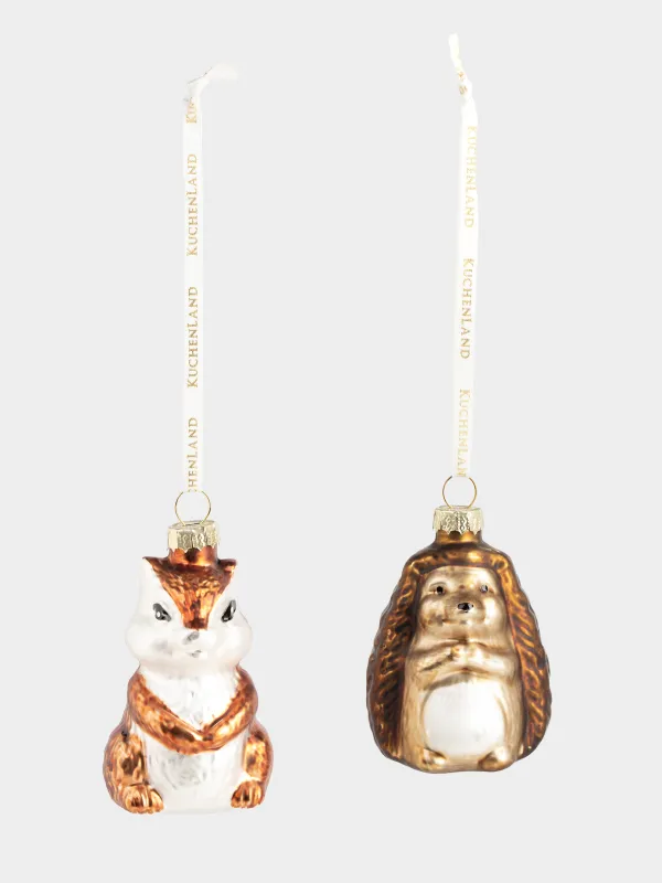 Набор елочных игрушек, 7 см, 2 шт, стекло, Новогодние звери, Figure christmas, image-2