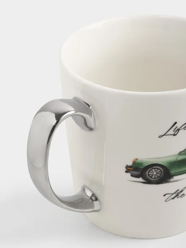 Кружка, 500 мл, фарфор N, бело-серебристая, Ретро автомобиль, Retro style, image-3